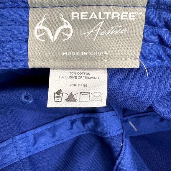 Men's Realtree Fishing Blue Cap Adjustable Back Logo Patch Cotton Trucker Hat OS - Picture 8 of 8